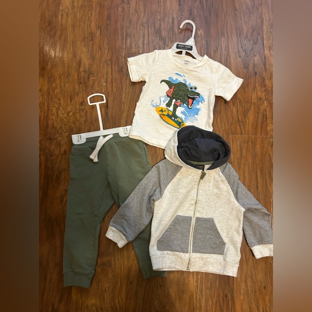 Three Piece Bundle of Kids Clothes Pants Shirt Jacket Hoodie Graphic Tee